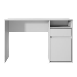 Biurko z szufladami, drzwiami białe mat 120 cm Mono