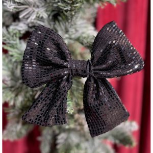 Ozdoba świąteczna choinkowa kokarda błyszcząca S - czarna
