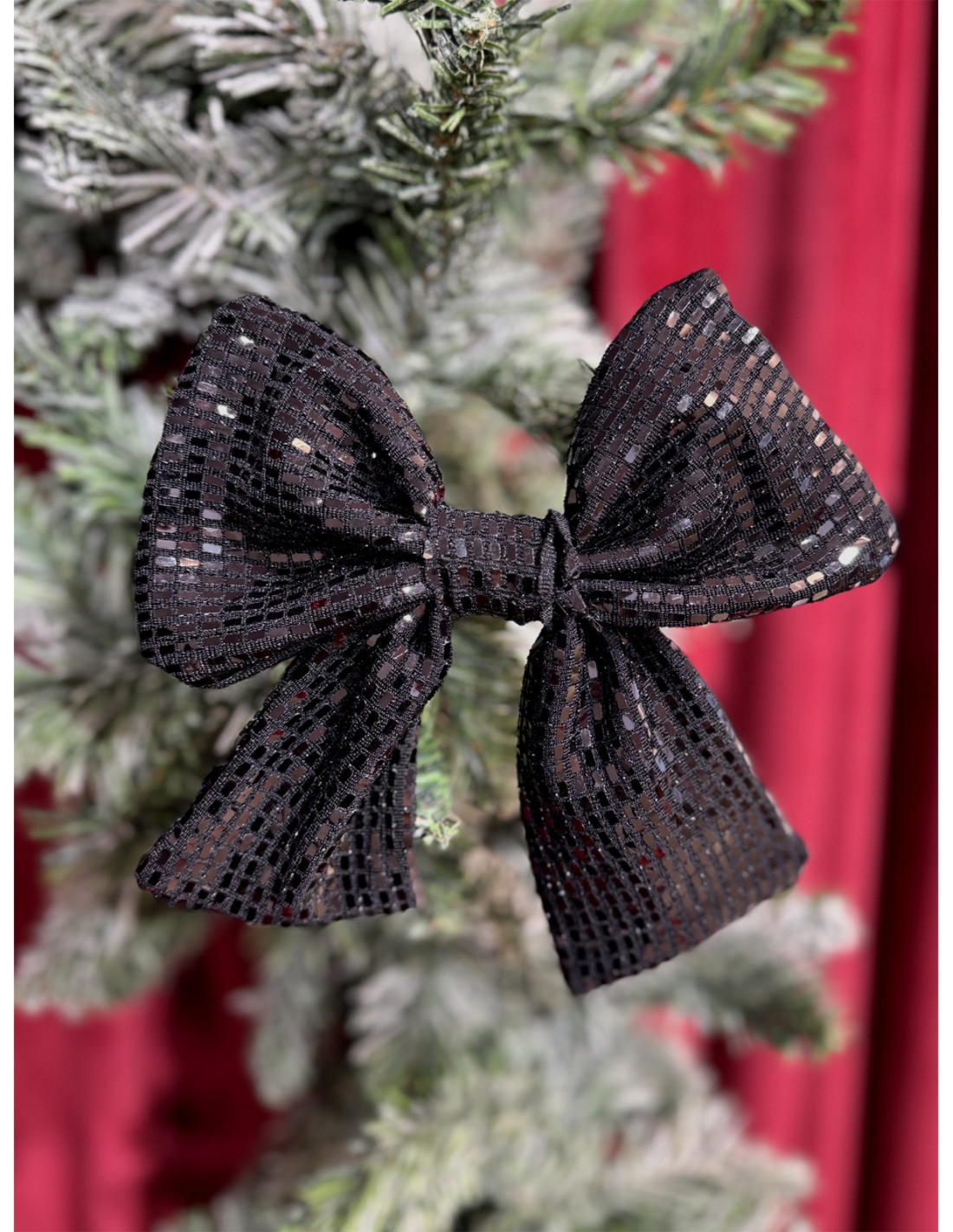 Ozdoba świąteczna choinkowa kokarda błyszcząca S - czarna