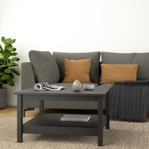 Stolik kawowy z półką czarny mat 81 x 81 cm Madrid