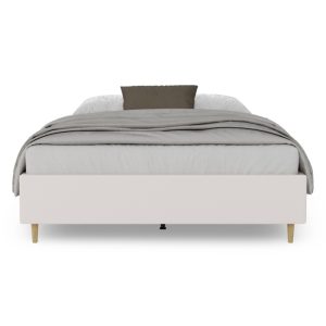 Łóżko tapicerowane Easy Box 160x200 cm ze stelażem i pojemnikiem, szarobeżowe, welurowe