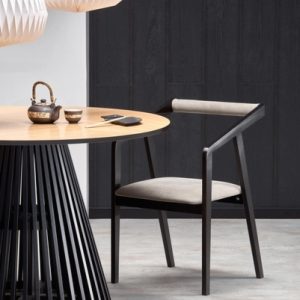 Stół okrągły dąb naturalny / czarny mat 120 cm Miyaki