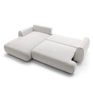 Narożnik rozkładany Pocket z pojemnikiem, jasnoszary melanż, lewy