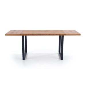 Stół rozkładany jasny dąb / czarny mat 126 - 206 x 80 cm Horus