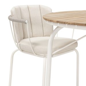 Krzesło ogrodowe Fioli z plecionką ze sznurka, białe/jasnobeżowe