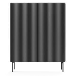 Komoda dwudrzwiowa Muti 98,6 cm, czarna, ryflowana