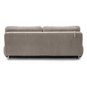 Sofa z funkcją spania i pojemnikiem Milo, beżowoszara, obłe kształty