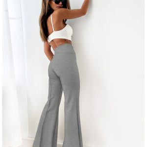 Dopasowane spodnie dzwony modelujące MERRY - szary melanż