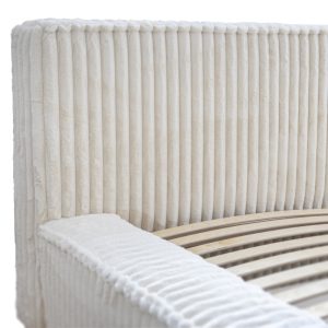 Łóżko Melody 160x200 cm ze stelażem i pojemnikiem, jasnobeżowe, sztruks