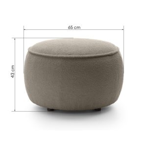 Puf tapicerowany Bella, brązowoszary, obłe kształty, boucle