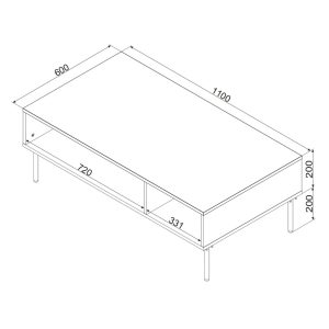 Stolik kawowy z półką biały mat 110 x 60 cm Modena
