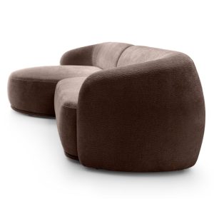 Narożnik modułowy Nobo, obłe kształty, brązowy, lewostronny