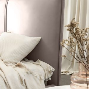 Łóżko tapicerowane Willow 140x200 ze stelażem, brązowe, welurowe