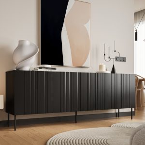 Komoda z drzwiami czarna mat 200 cm Milo