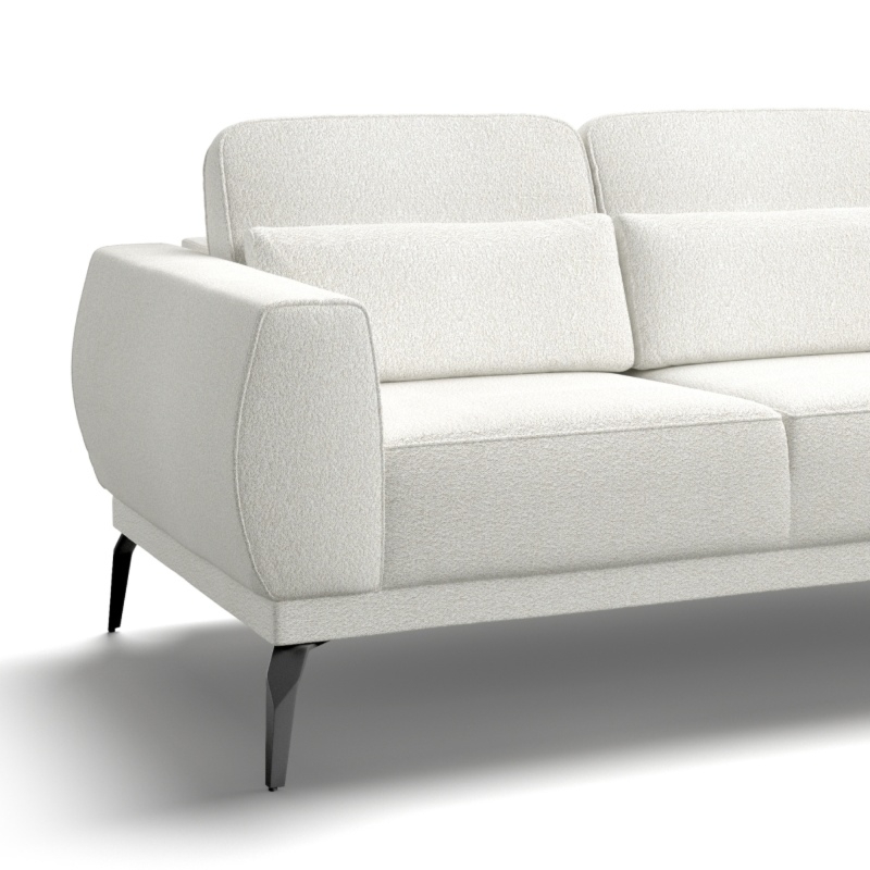 Narożnik z regulowanym oparciem Velumo, jasnobeżowy, boucle, prawostronny