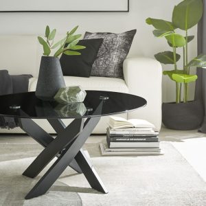 Stolik kawowy okrągły szklany szary / czarny 80 x 45 cm Axis