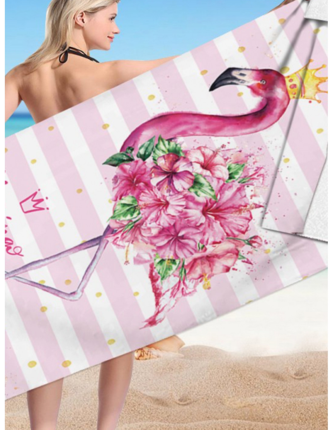 Stylowy plażowy ręcznik w flaminga - wzór 2