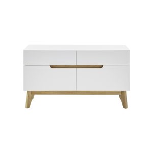 Szafka na buty z siedziskiem biała / dąb 97 cm Malmo