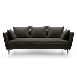 Sofa rozkładana Gloss z pojemnikiem, ciemnobrązowa, welur