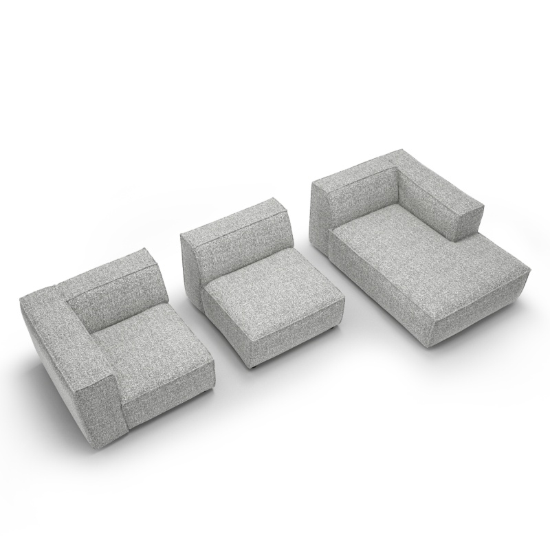 Narożnik modułowy Modularis 290 cm, szary, boucle, prawostronny