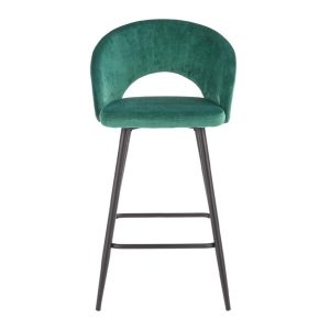 Hoker z oparciem tapicerowany zielony / czarny H96