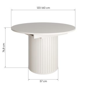 Stół rozkładany Foldo 120-160 cm, lamele, okrągły, kaszmirowy