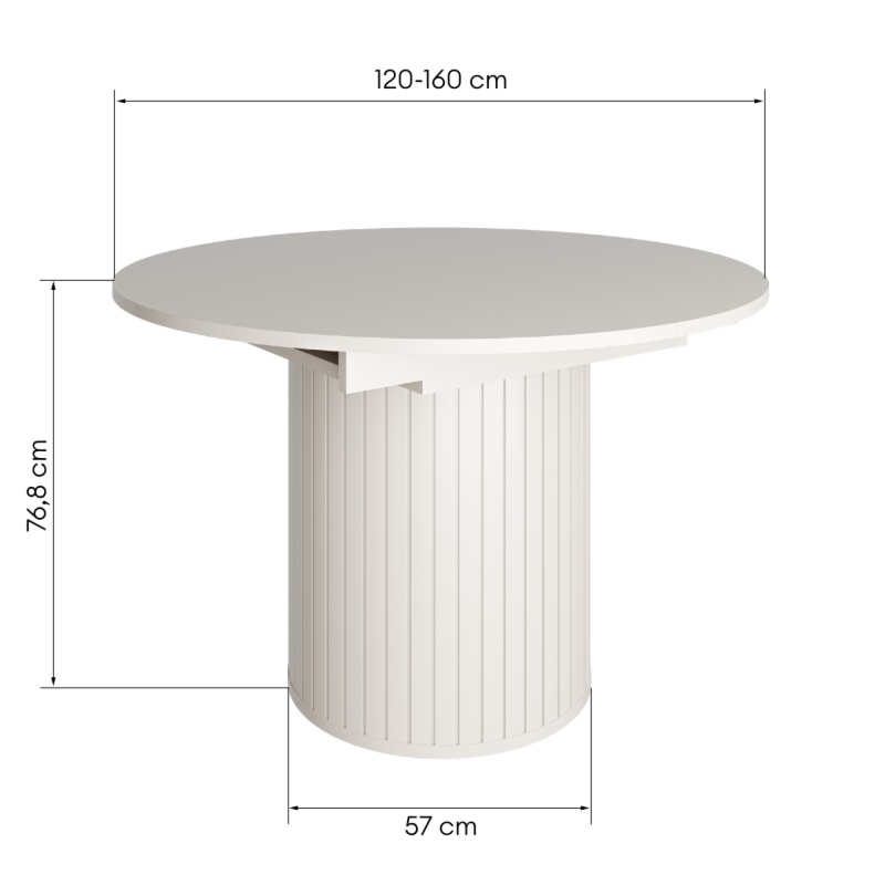 Stół rozkładany Foldo 120-160 cm, lamele, okrągły, kaszmirowy