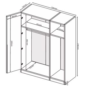 Szafa trzydrzwiowa antracyt / grafit mat 134 x 210 cm Teo