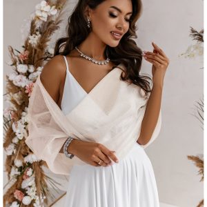 Przekładana tiulowa ślubna etola z brokatem ADETA - złota