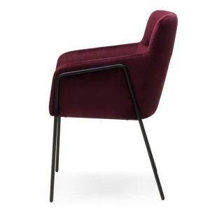 Krzesło tapicerowane Helsinki, burgundowe, welurowe