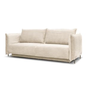 Sofa rozkładana Amalfi z pojemnikiem, kremowa, sztruks