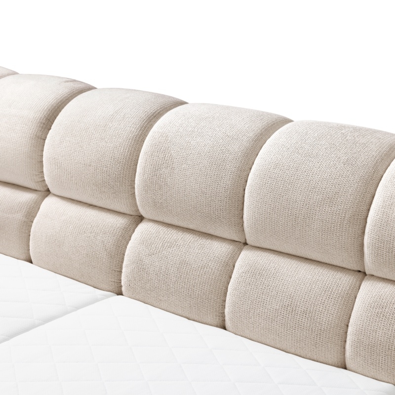 Łóżko tapicerowane Modena 180x200 cm ze stelażem i pojemnikiem, jasnobeżowe