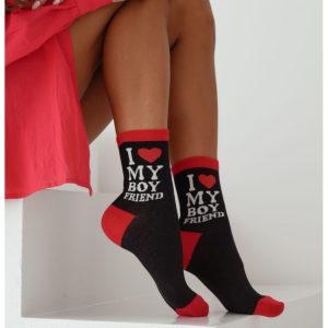 Skarpetki damskie I LOVE MY BOYFRIEND - czarne