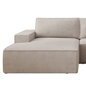 Narożnik rozkładany Fiord O z pojemnikiem, lewostronny, beżowoszary, sztruks