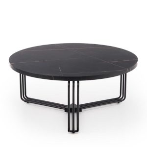 Stolik kawowy okrągły czarny marmur / czarny mat 80 cm Antica