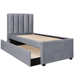 Łóżko jednoosobowe szare 90 x 200 cm Russo