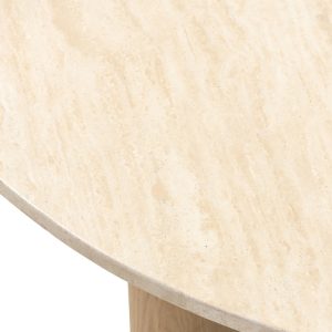 Stół do jadalni Rimley 130 cm, okrągły, trawertyn/jesion