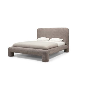 Łóżko tapicerowane Rolly 160x200 cm, ze stelażem, zaokrąglone, brązowe