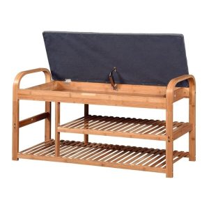 Ławka na buty ze schowkiem szara / naturalna 100 cm ST13