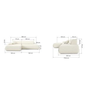 Narożnik rozkładany Puente z pojemnikiem, jasnobeżowy melanż, lewy