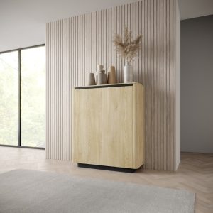 Komoda dwudrzwiowa Torro dąb cremona/czarny, zaokrąglona