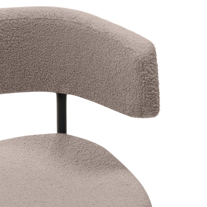 Krzesło tapicerowane Iga, brązowoszare/czarne nóżki, boucle