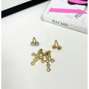 Kolczyki zestaw 3 pary - złote