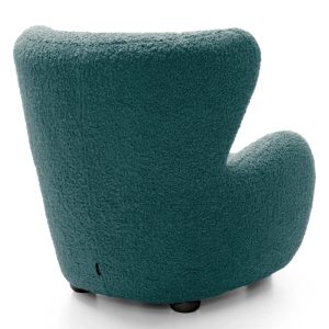 Fotel Ciro morski/czarny, boucle, obłe kształty