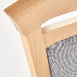 Krzesło do jadalni drewniane tapicerowane szare / dąb miodowy Citrone