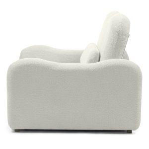 Sofa z funkcją spania Foldi, kremowa, boucle, obłe kształty