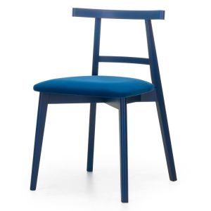 Krzesło drewniane Miso, bukowe, ciemnoniebieskie, welur