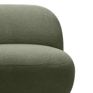 Fotel Mikado, ciemnozielony, boucle, obłe kształty