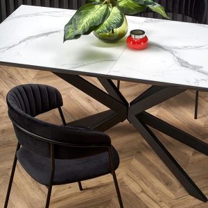 Stół rozkładany biały marmur / czarny mat 160 - 200 x 90 cm Diesel