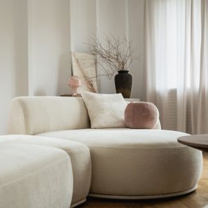 Narożnik modułowy z pufem Nobo obłe kształty, prawostronny